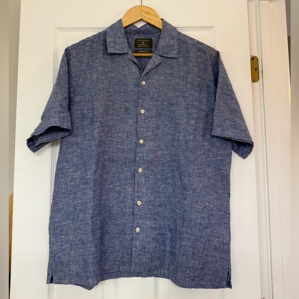 Primark Blue Casual Button Down Shirt Short Sleeve